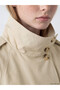 Özmarka New Season Beige High Collar Belted Oversize Women's Trench Coat - 3