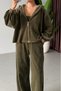 Khaki Color Hooded Triple Velvet Suit Per0097 - 3