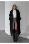 Buttoned Belted Lined Long Cashmere Coat - 4