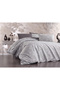 Floral Patterned Elastic Sheet Double Duvet Cover Set Gray - 2