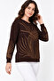 Women's Long Sleeve Knitwear Blouse with Stone Print on Front and Sleeves - 3