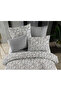 Premium Double Duvet Cover Set with Floral Pattern Elastic Sheets, 6 Pieces, Gray, with Gift Box - 5