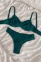 Basic Patterned Cotton Underwire Underwear Set Green - 3