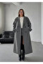 Buttoned Belted Lined Long Cashmere Coat