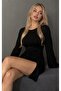 Off-The-Shoulder Long Flared Sleeve Skirt Fitted to the Body Deep Slit Mini Dress - 5