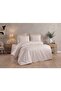 Plaid Pattern Elastic Sheet Double Premium Duvet Cover Set Cream - 4
