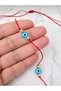 Blue Glass Evil Eye Beaded Adjustable Minimal Necklace with Gold Detail - 3