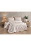 Plaid Pattern Elastic Sheet Double Premium Duvet Cover Set Cream