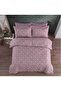 Damask Patterned Elastic Sheet Premium Double Duvet Cover Set Dusty Rose - 2