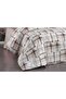 Premium Double Duvet Cover Set with Plaid Patterned Elastic Sheets Cream - 6