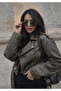 Khaki Belted Oversize Faux Leather Jacket - 4