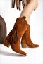 La, Capri Boots, Western Style, with Side Tassels, Low Heel, Genuine Leather Boots - 2