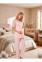 New Season Powder Scallop Linen Detailed Buttoned Design Short Sleeve Maternity Pajama Set 3-Piece Set - 8