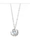 Xuping Zircon and Natural Stone Crescent Necklace – Silver Color Tarnish Resistant Steel Zircon Moon Figured Women's Necklace - 2