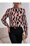 Women's long sleeve turtleneck patterned supreme blouse - 3
