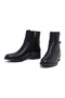 Women's Black Zippered Leather Boots Wf300005Dv - 4