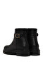 Women's Black Zippered Printed Leather Boots Wf190050Dk - 6