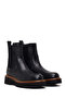 Women's Black Thick-Soled Leather Chelsea Boots Wf190052Df - 2