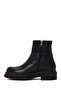 Women's Black Zippered Printed Leather Boots Wf190050Dk - 3
