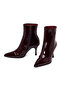 Women's Burgundy Zippered Thin Heeled Patent Leather Boots Af200022Dr - 5