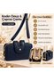 Women's Three-Compartment Shoulder and Crossbody Bag with Adjustable Strap and Gold Accessories 21X11X8 cm - 2