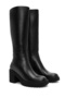 Women's Black Zippered Thick Heeled Leather Boots Wf180021Df - 2