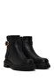 Women's Black Zippered Printed Leather Boots Wf190050Dk - 2