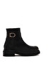 Women's Black Zippered Printed Leather Boots Wf190050Dk