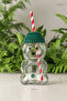 Teddy Bear Glass Cup 550 ml Cold Drink Cup with Straw Premium Bear Cup