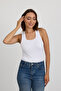 Women's Ribbed Thick Strap Basic White Blouse Undershirt
