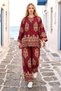 Burgundy Authentic Patterned Trousers and Blouse Set - 3