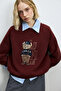 Diamond Women's Knitted Sweatshirt Claret Red - 5