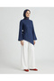 Asymmetrical Cut Spanish Sleeve Side Belted 100% Linen Women's Shirt - 3