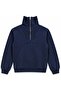 M0S20212 Logo Printed Half Zipper Men's Sweatshirt Dark Blue - 4