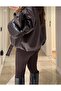 Oversized Leather Jacket with Collar Detail - 2