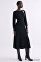 Bat Sleeve Appliqued Slim Fit Knitwear Dress - 5