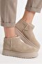 Furry Warm Water-Repellent Women's Winter Daily Use Short Mini Thick Sole Boots Beige - 6