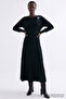 Bat Sleeve Appliqued Slim Fit Knitwear Dress - 3