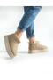 Furry Warm Water-Repellent Women's Winter Daily Use Short Mini Thick Sole Boots Beige - 4