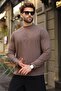 Brown Half Turtleneck Slim Fit Men's Sweatshirt E7202