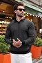 Black Polo Collar Textured Men's Knit Sweater E7511 - 4