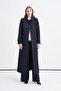 Long Navy Blue Jacket with Belt and Pocket Flaps Giy Çık 14008 - 3