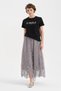 Women's 100% cotton short sleeve t-shirt with beaded embroidery detail on the front - 3