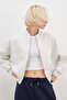 3 Thread Basic Zippered High Neck Crop Sweatshirt - 2