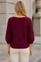 Women's Boat Neck Raglan Sleeves Balloon Sleeve Ribbed Detailed Comfortable Fit Stylish Elegant Casual Burgundy Knitwear Sweater - 3