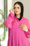 Elegant Pink Ketan Maxi Dress with Pleated Front and Long Sleeves - 2