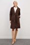 Belted Double-Breasted Collared Long Cashmere Coat - 5