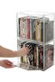 Clear Acrylic DVD Storage Organizer Boxes, 2Pcs Durable Disc Holder, Fits Up to 34 Cases Each, Stack