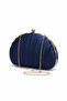 Navy Blue Oyster Model Pleated Satin Model Handbag Wedding Engagement Evening Dress Bag - 3