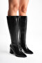 Women's Black Boots with Zipper and Thick Heels - 4